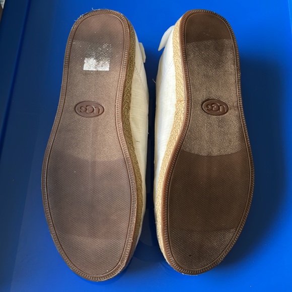 UGG Ballet Flat with Bow on Heel Cream Linen Like Fabric size 8 - Picture 4 of 9